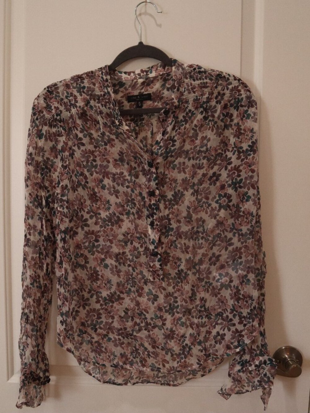 Rag & Bone Susan Silk Floral Blouse Size M